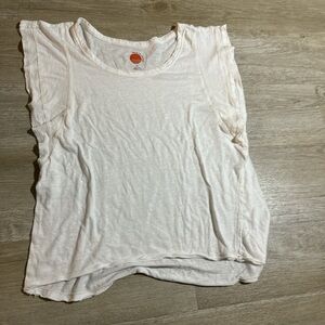 Anthropologie White Ruffled Sleeveless Muscle Tee